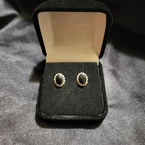 Elegant Black obsidian stud earrings